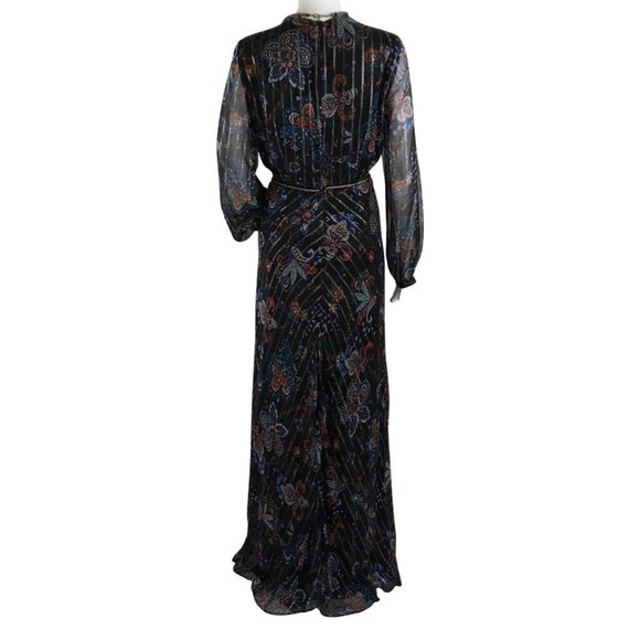 Veronica Beard Women's Kaira Metallic Floral Maxi Dress Black Multi Sz 6, 10 - Picture 5 of 8